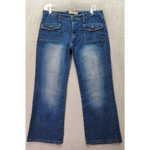 Leo Roma Crop Jeans Women's Size 11 Blue Denim Cotton Flap‎ Pockets Straight Leg
